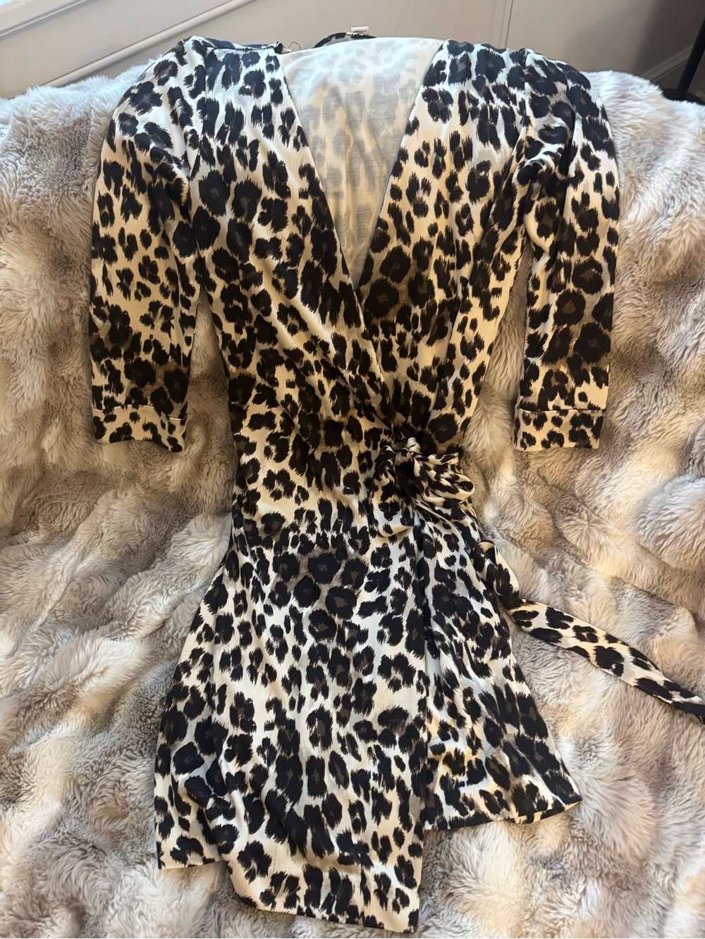Diane Von Furstenberg Silk Leopard-Print Wrap Classic Dress